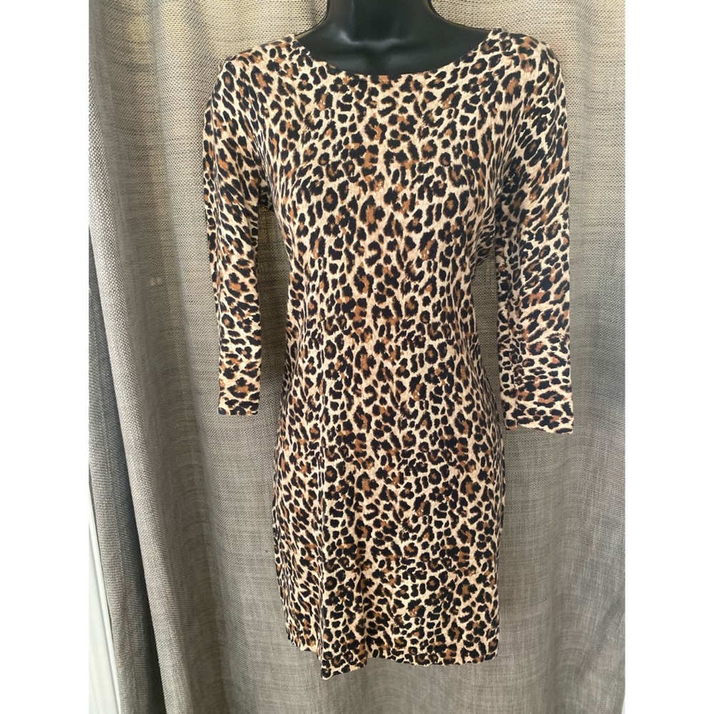 Long Sleeve Leopard Mini Sweater Dress